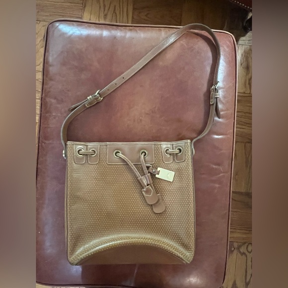 Dooney & Bourke Tan Perforated Leather Bucket Bag - Picture 3 of 15